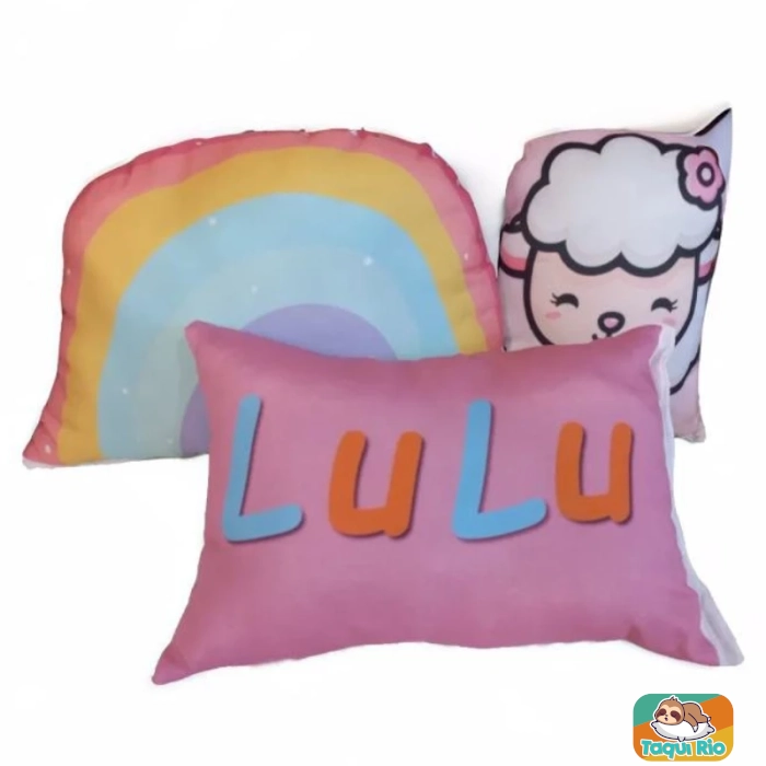 Kit Almofada Decorativa Para Quarto Menina com nome 3 peças