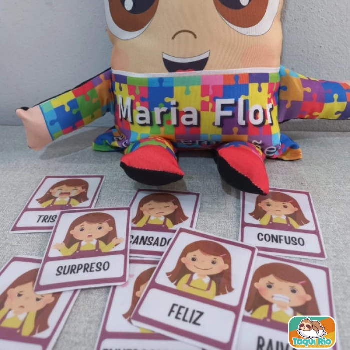 Autismo - Boneco SuperAuti com bolso e Pecs de Emoções