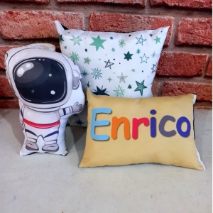 Kit Almofada Decorativa Para Quarto – Astronauta com nome 3 peças